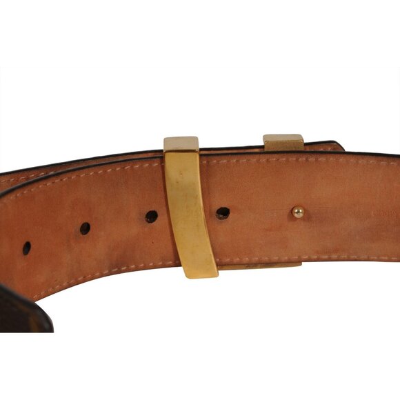 Louis Vuitton Monogram LV Initials Buckle Belt 90 36 Brown Coated Canvas Gold - Picture 5 of 10